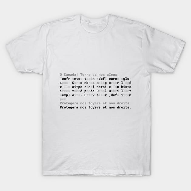 Text: CANADA Anthem (french) (black) T-Shirt by itemful